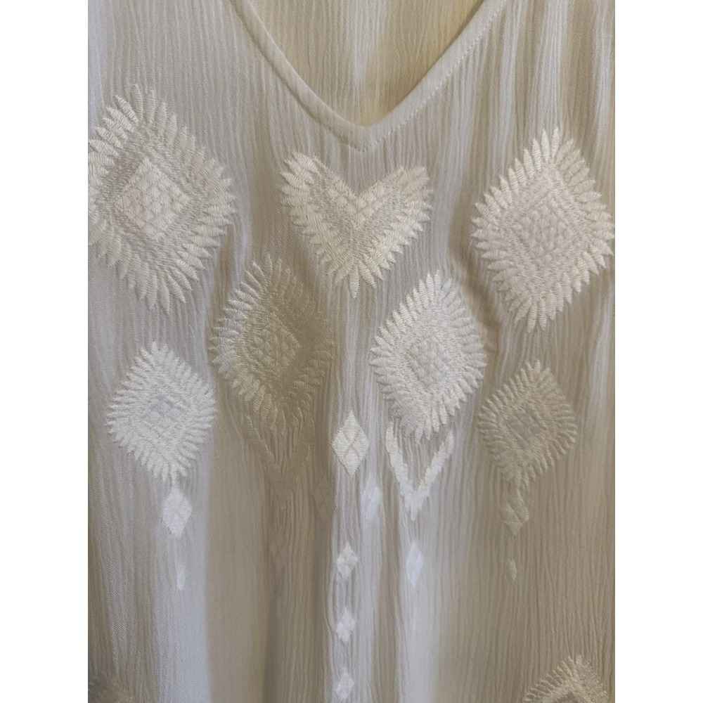 Chico's White Embroidered Poncho Top S/M - White Boho Chic Topper Coverup - Picture 2 of 6